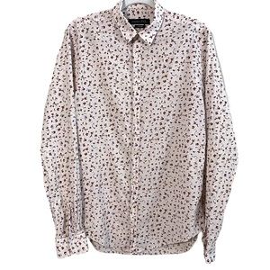 Zara Man floral print poplin button down shirt m